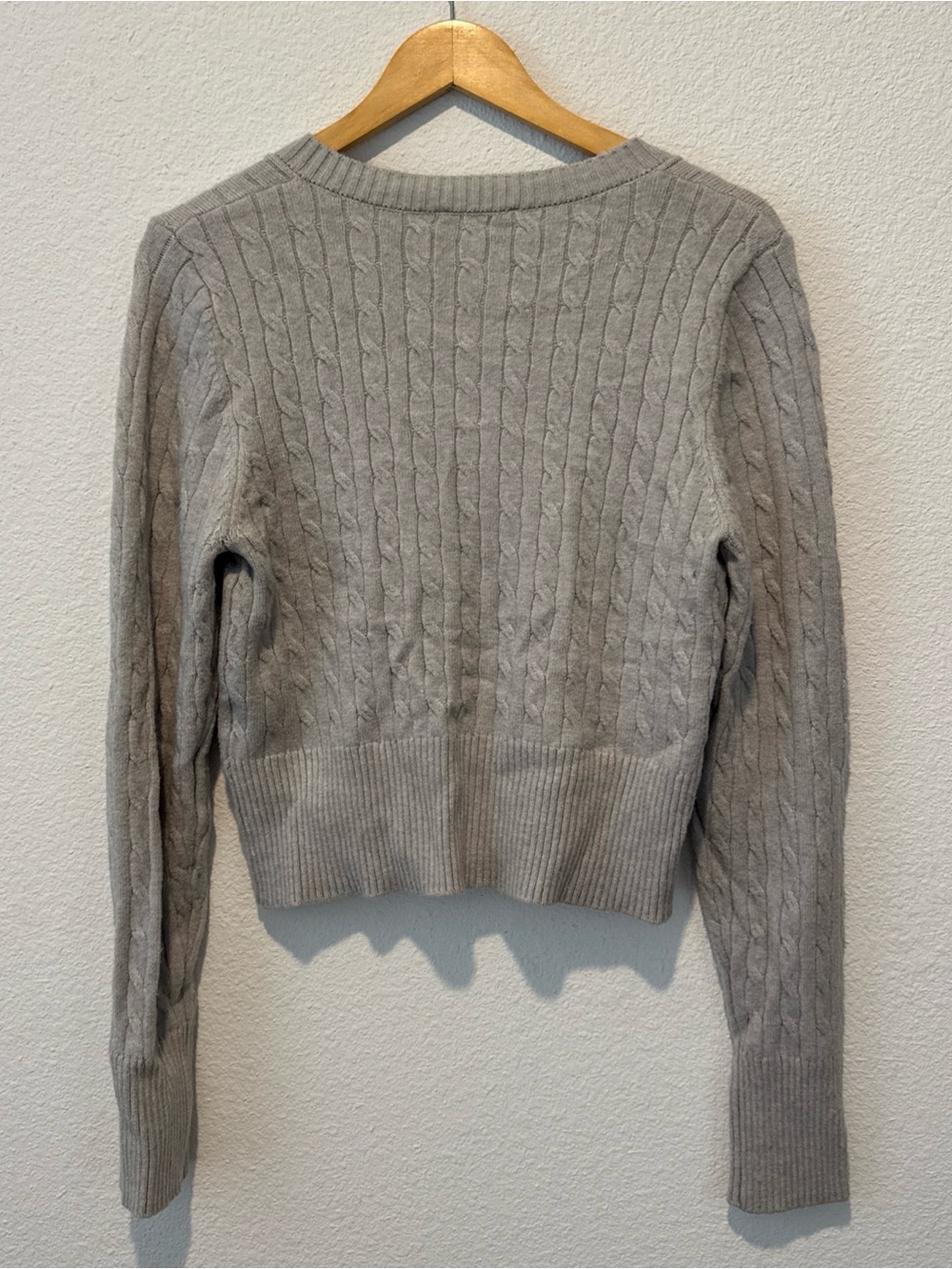 NWT Pink Rose Women’s Grey Cable Knit Button-Up Cardigan Sweater Crew Neck XL - Picture 2 of 6